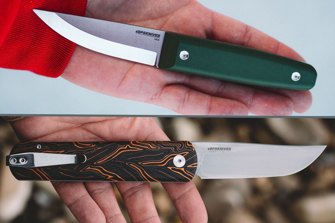 Nitro-V and VG-10 steel knives compared side by side
