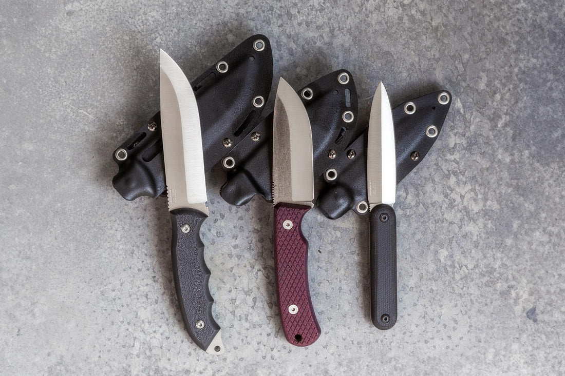 Modern fixed-blade knives showcasing 2026 design trends