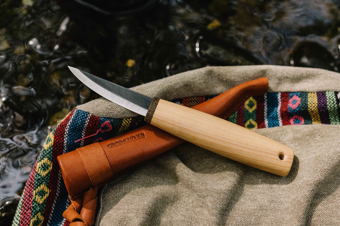 Finn Uth fixed-blade puukko knife by BPS Knives on a natural background