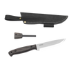 Knife with sheath and fire starter on a white background